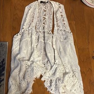 White Crochet Lace Vest